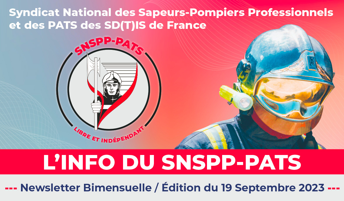 LA NEWSLETTER DU SNSPP-PATS DU 19 SEPTEMBRE 2023