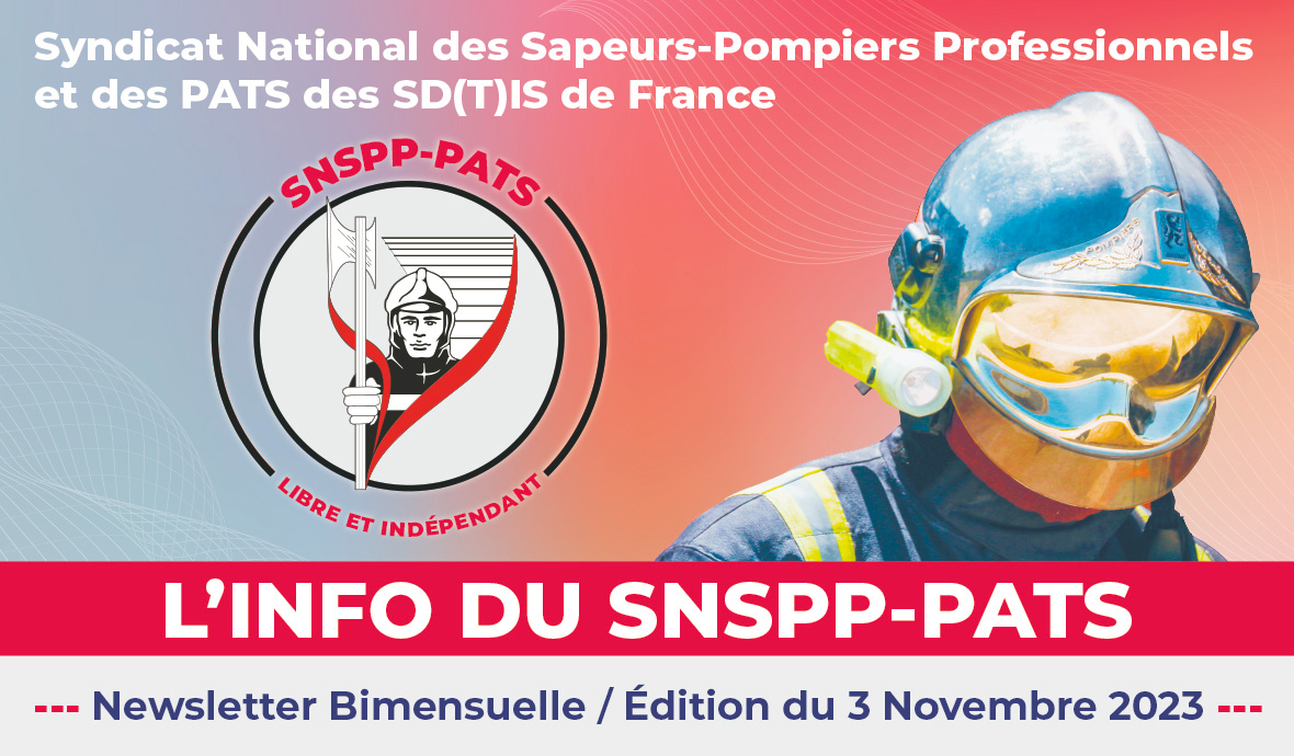 LA NEWSLETTER DU SNSPP-PATS DU 3 NOVEMBRE 2023
